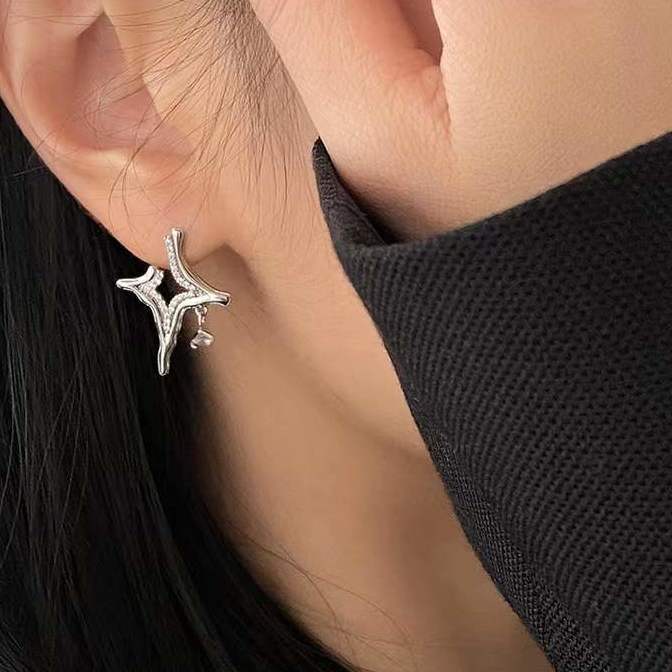 Asterism Rhinestone Earrings Hand Crafted