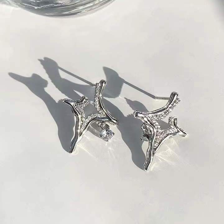 Asterism Rhinestone Earrings Hand Crafted